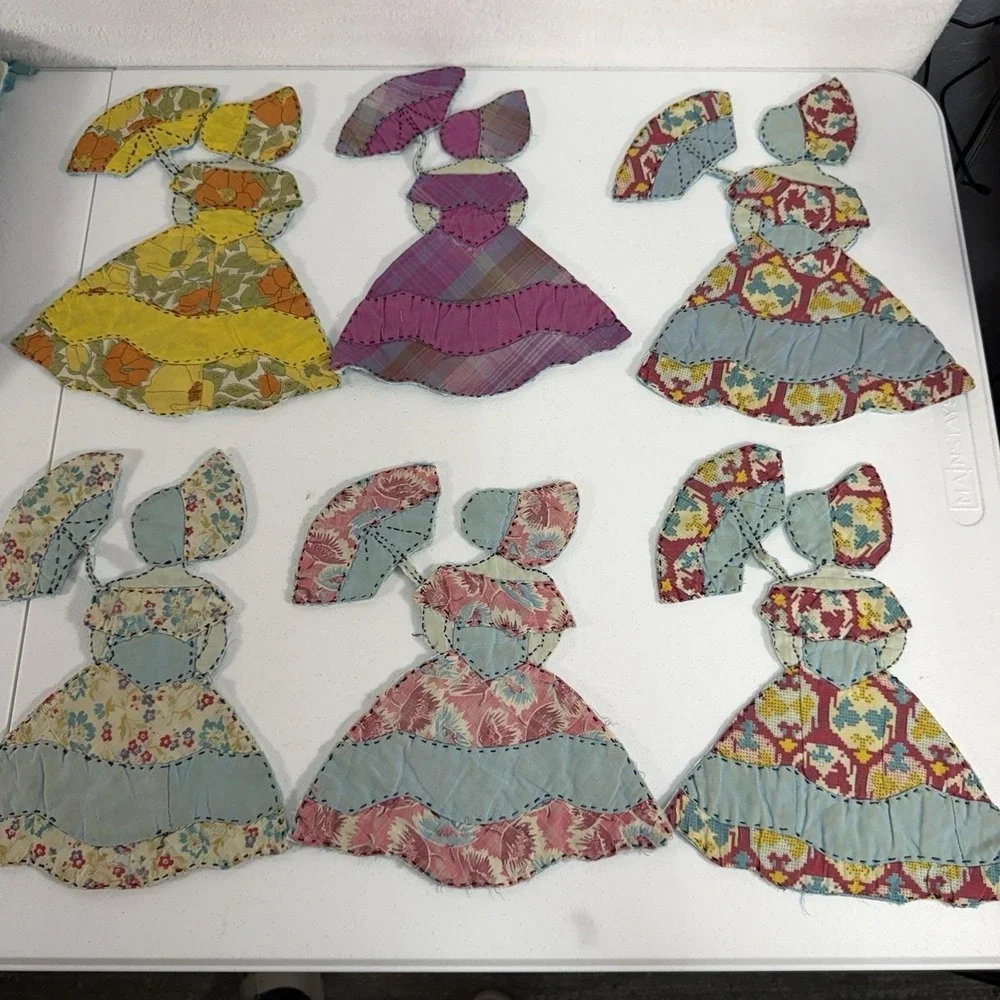 Vintage Southern Belle 16 Flour Sack Quilt Pieces Blocks Unfinished Project